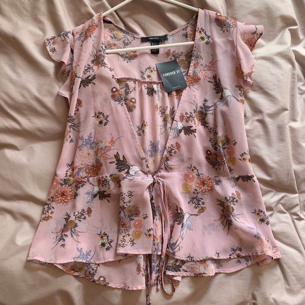 F21 Pink Floral Wrap Top - NWT
